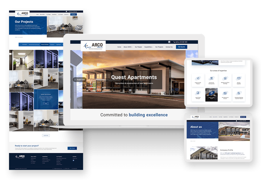Www.zasdermini created the website for construction company ARCO to present their services